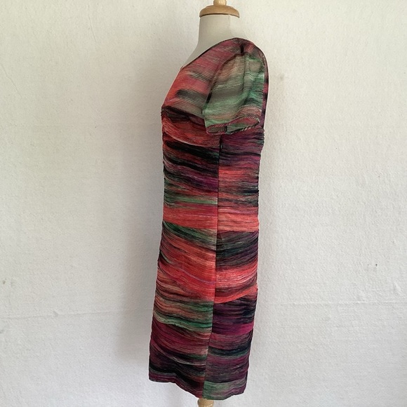 BCBGMaxAzria “Donna” ASOTV Mackenzie Morrison Rainbow Stripe Mesh Top Dress L - Picture 6 of 12